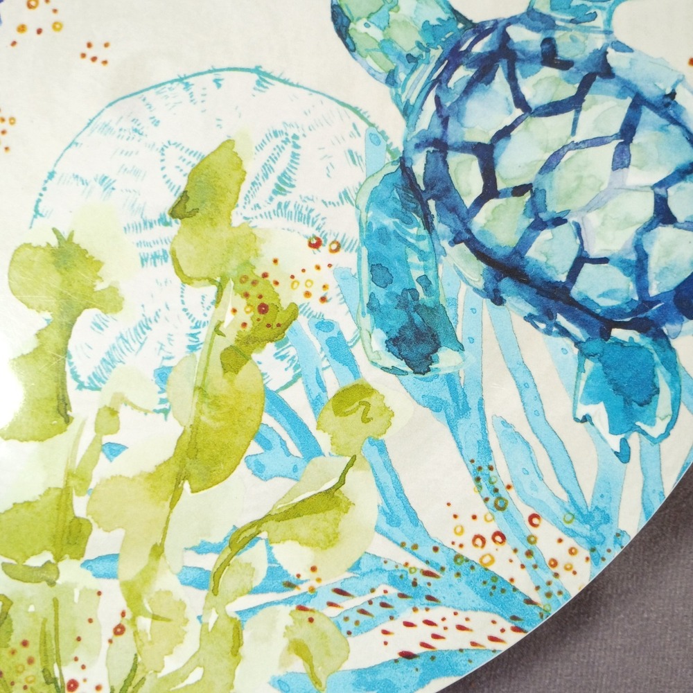 Sigrid Olsen Turtle Seahorse Sea Melamine 11" Dinner Plates Beach Summer Set of4 - Picture 7 of 8